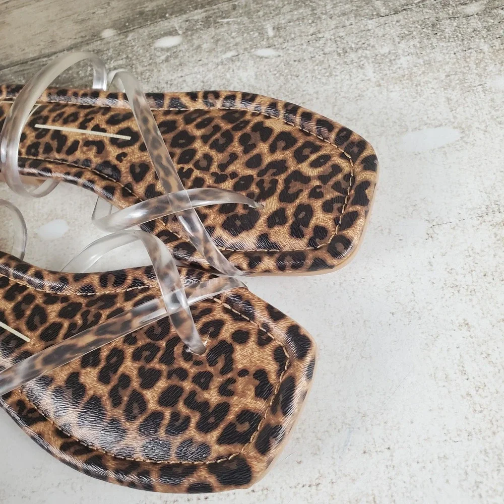 Dolce Vita Leanna Leopard Sandals Womens Sz 7.5 Clear Transparent